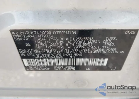 2006 Toyota Rav4 Sport V6 from USA, damaged, VIN JTMBK32VX65000550